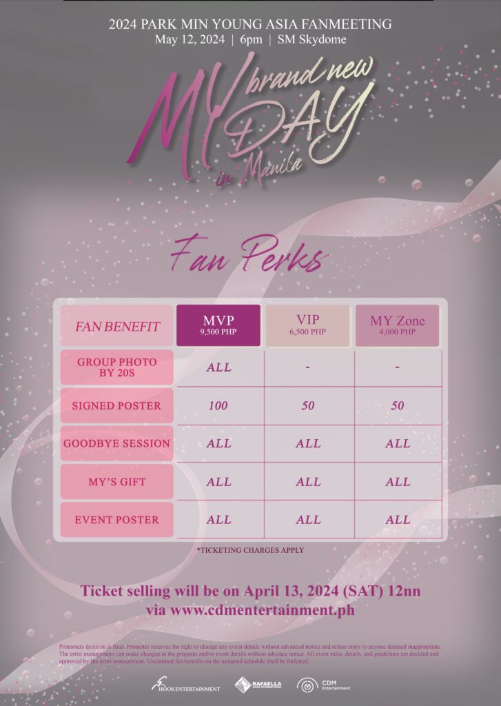Park Min-young Manila Fan Meet ticket price