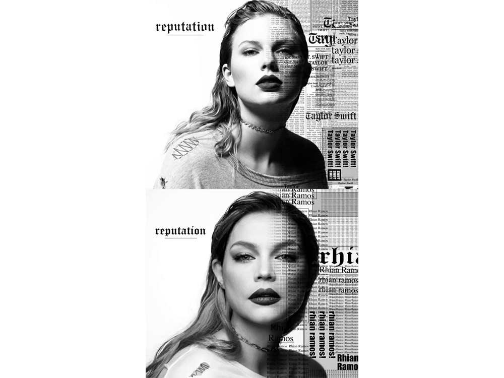 Rhian Ramos as Taylor Swift reputation album cover